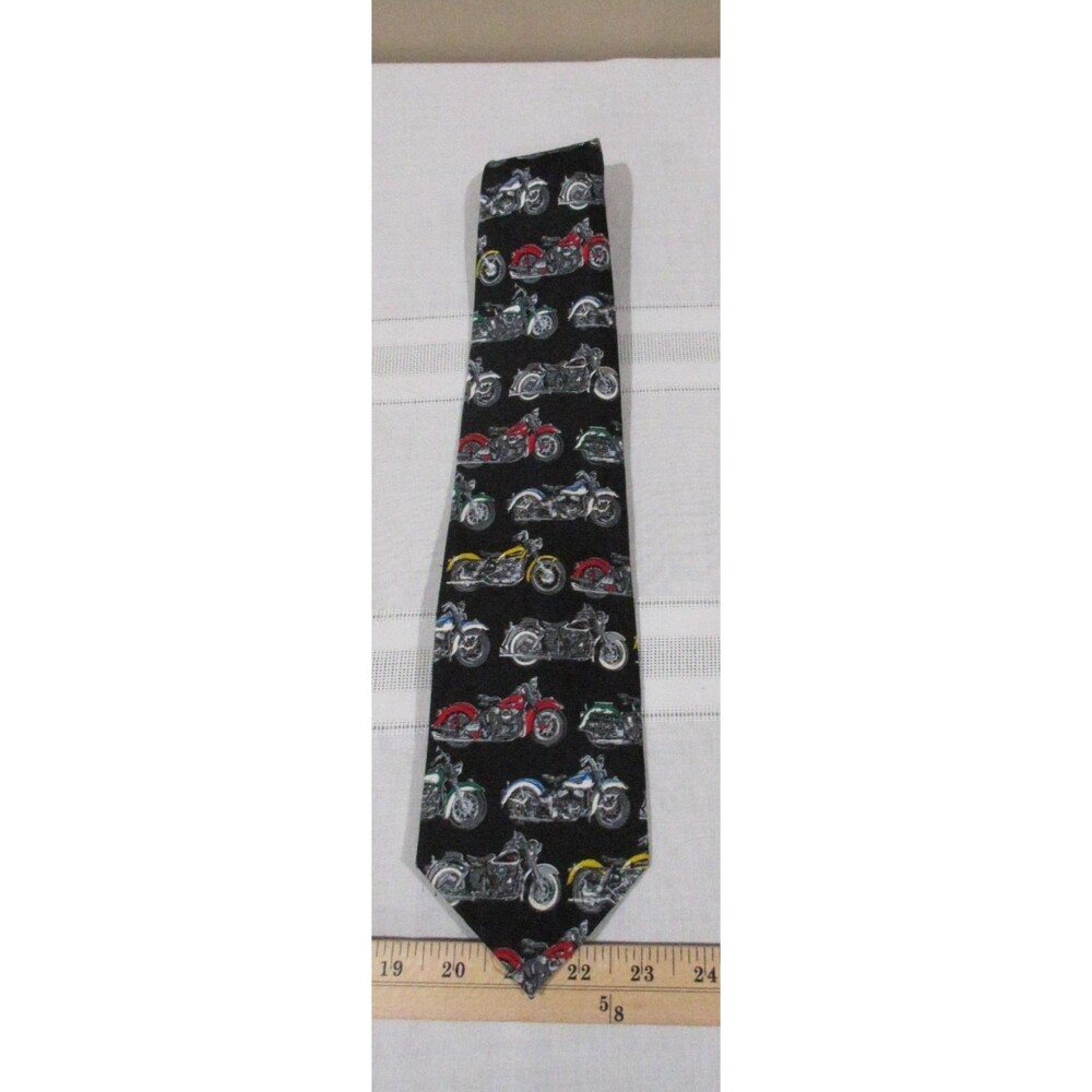 ADDICTION BLACK/GREY/RED MOTORCYCLE MOTIF ALL POLYESTER TIE - DESIGNER TIES.